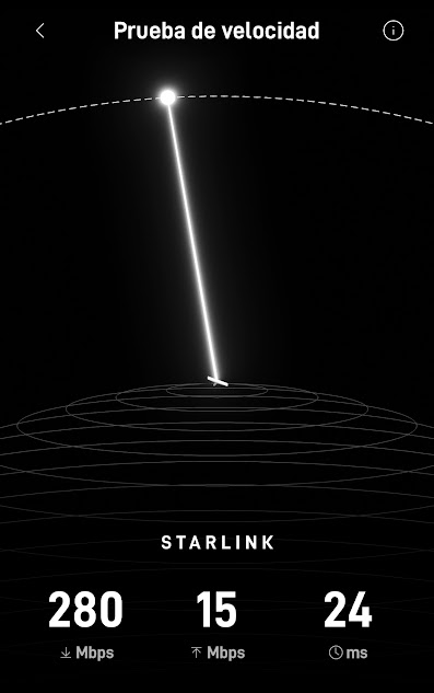 Prueba real de Starlink: 280 Mbps de descarga, 15 Mbps de subida y 24 ms de latencia